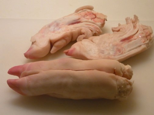 Pigs feet split down the middle